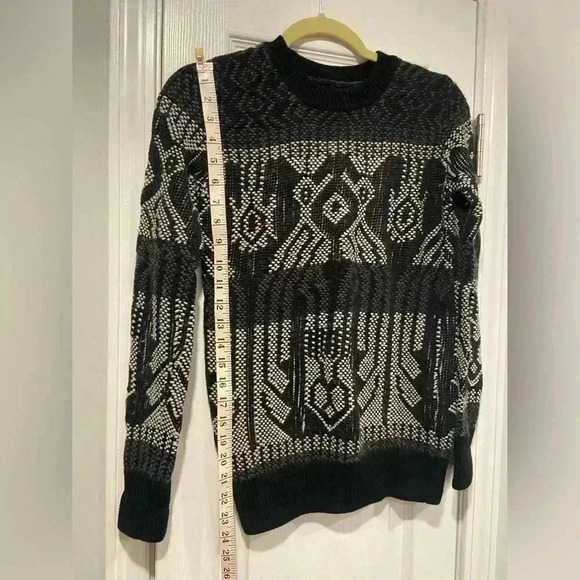 J. Crew Women Black Mixed Stitch Blanket Sweater Soft Cotton Wool Blend Size XXS - Picture 7 of 8